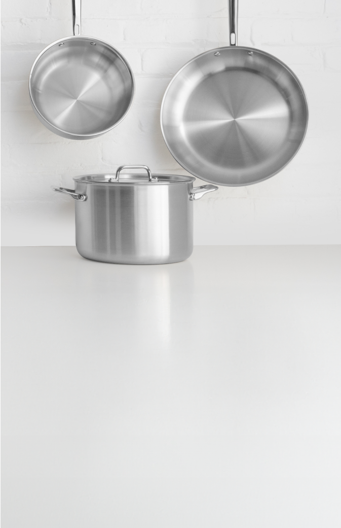 Hanging a Misen 3PC Stainless Cookware Set on a wall mount