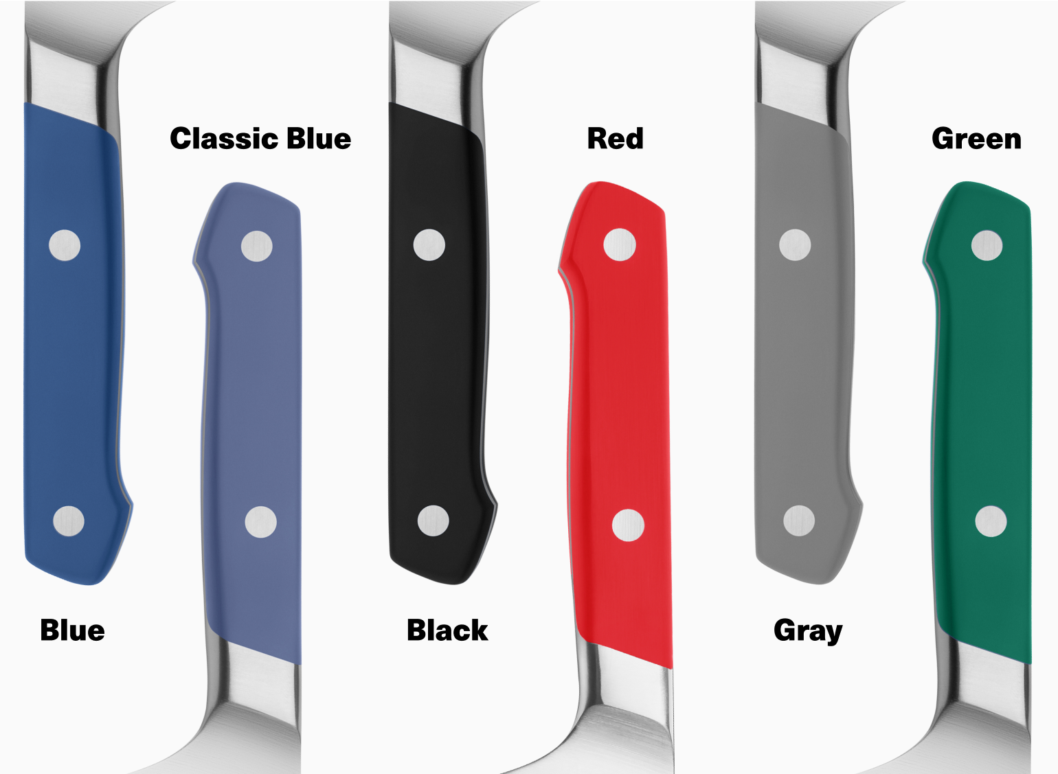 The 6.5 Chef's Knife comes in blue, classic blue, black, red, gray & green.