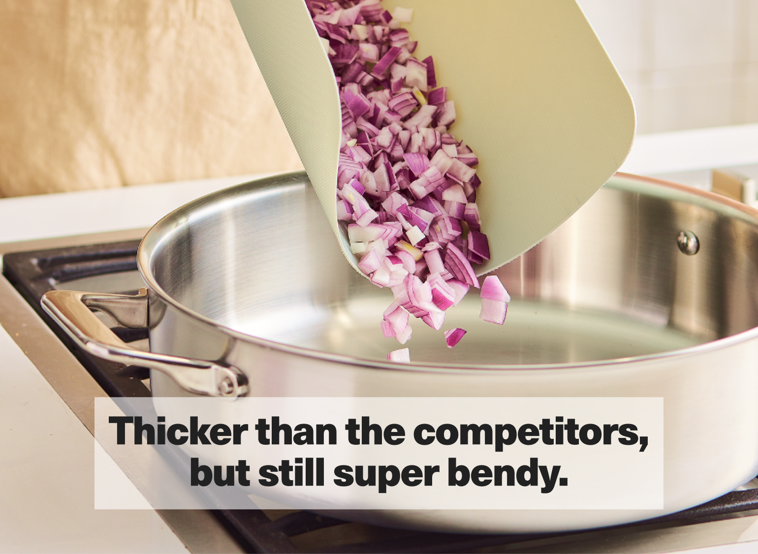 Thicker than the competitors, but still super bendy.