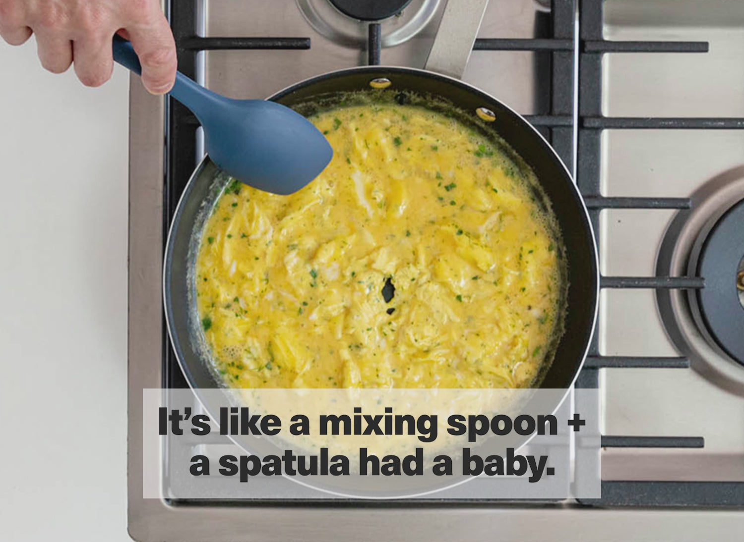 It's like a mixing spoon + a spatula had a baby.