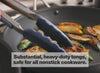 Substantial, heavy-duty tongs, safe for all nonstick cookware.
